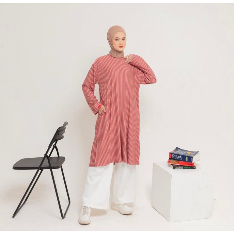 l tunic stripe knit tunik dauky