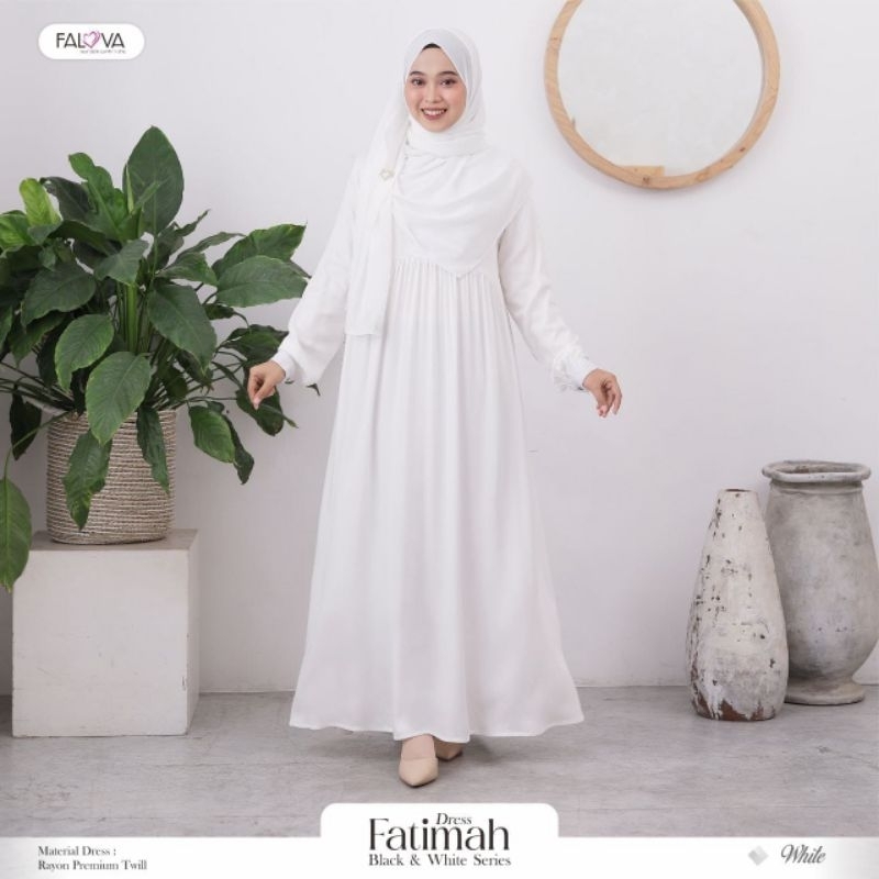 Gamis Putih Umroh / Gamis Wanita / Dress Putih Broken White Katun Twill / Dress Fatimah Falova