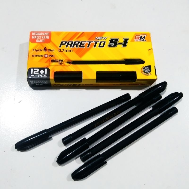 

1 Pack Isi 13 Pcs Pulpen Tulis/Ballpoint GM PARETTO S-1 HITAM 0,7 mm