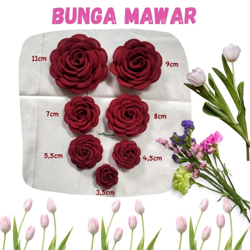 Bunga Mawar Jumbo Besar Hitam Maroon Artificial Palsu