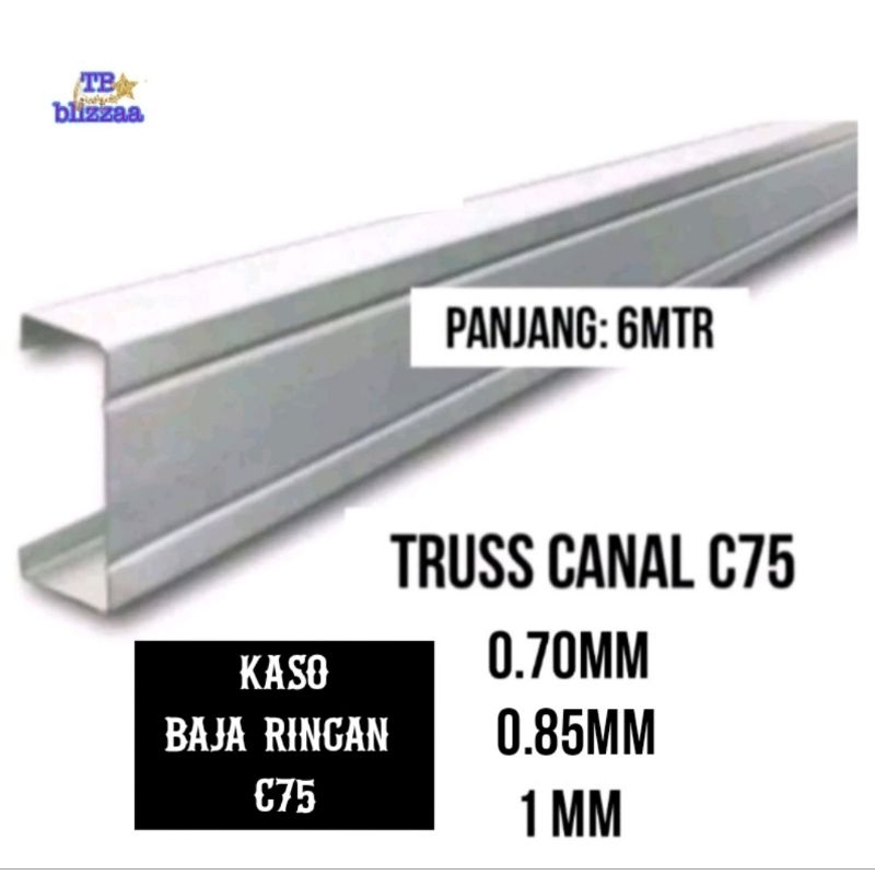 Baja Ringan C75 6MTR Kaso Baja Ringan Truss Kanal C75 Galvalum 6 MTR Baja Ringan Galvalum 6 MTR