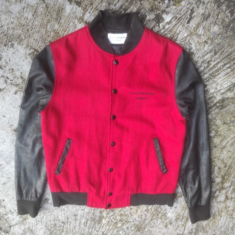 JAKET VARSITY BOMBER FLYER WOOL LEATHER STARTER NFL MLB NBA CASUAL OWENS HEART CDG DIET BUTCHER SLIM