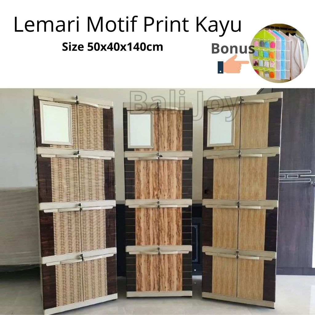 Lemari Pakaian Lemari Plastik 3 Layer / 4 Layer Diva Mini Printing 03 Kaca / LEMARI PLASTIK / LACI P