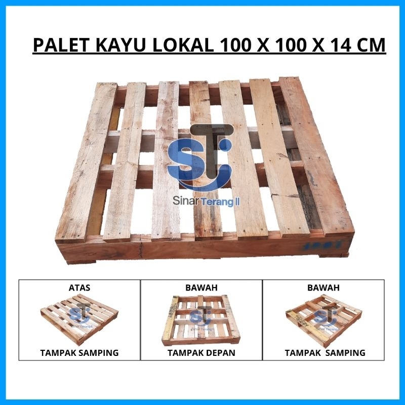 Palet Kayu Lokal 100x100x14cm Pallet Kayu Kuat Palet Kayu 100x100x14cm