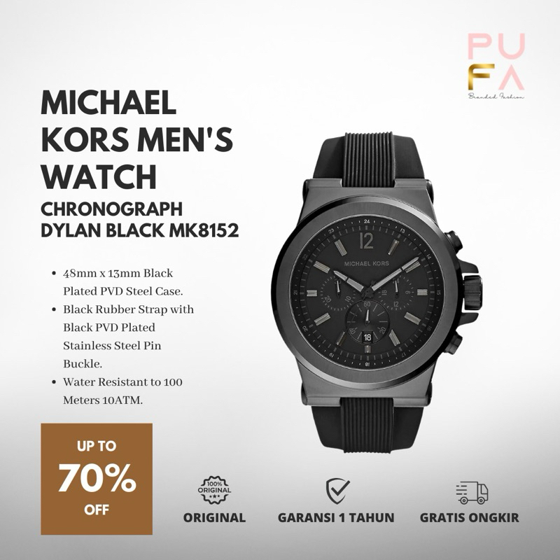 [ORIGINAL 100%] Michael Kors Men’s Watch Chronograph Dylan Black Mk8152