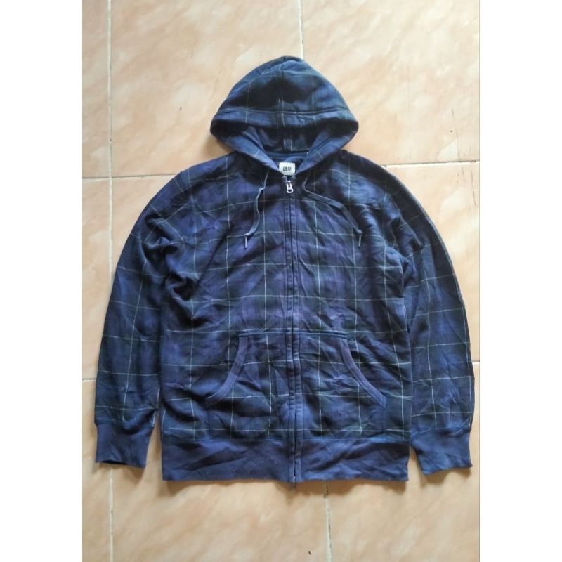 Hoodie Zipper Uniqlo tartan