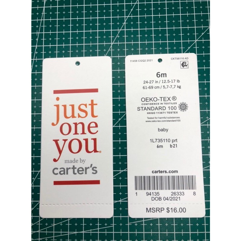 

Hangtag carters barcode label tag carters barcode price tag carters barcode - 600 pcs