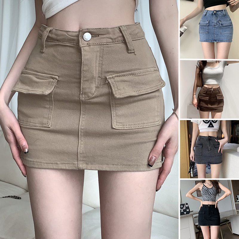 YURUMA Oversize S-6XL Rok Denim A-line Korea Rok Jeans Wanita Rok Seksi Ramping