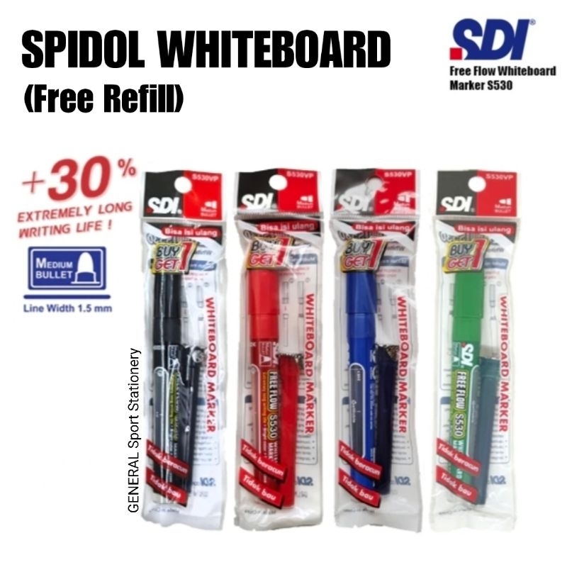 Spidol Whiteboard SDI (free refill)