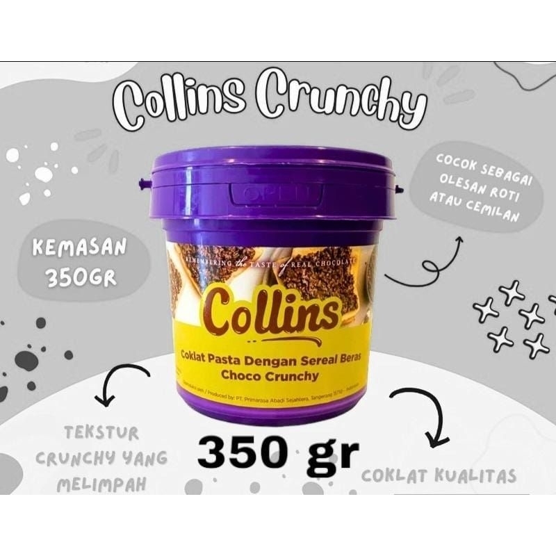 

Collins Pasta (350gr ) Dengan Malt Krispi Choco Crunchy HARGA PROMO | Selai Coklat Collins