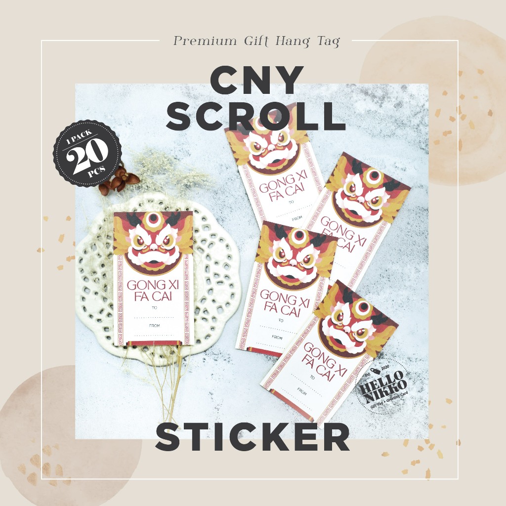 

CNY Scroll Dragon Sticker - Hang tag kartu ucapan kado sticker hampers parcel box dus ultah natal christmas cny ramadan lebaran