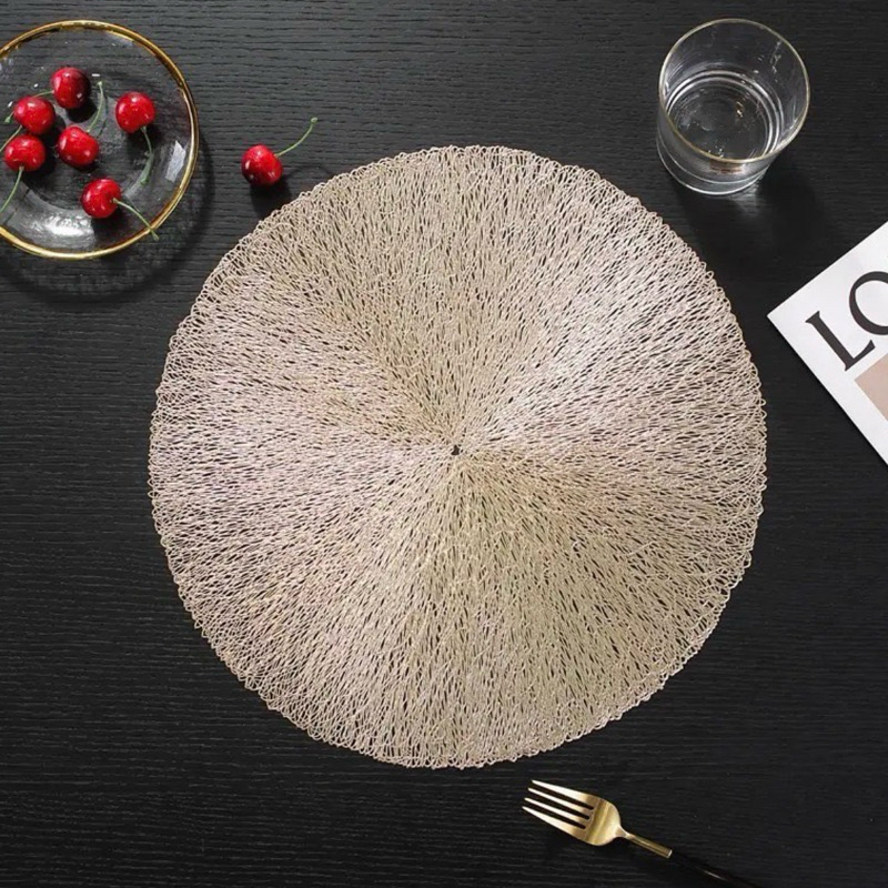 Tatakan meja/ taplak meja bulat/ placemat/ table runner bulat gold