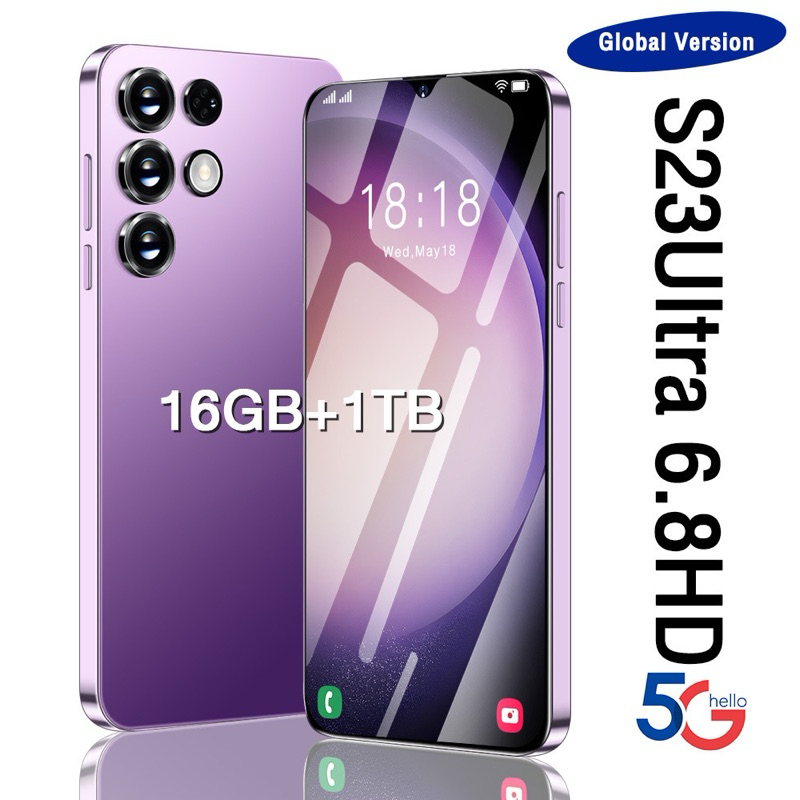 【COD】S23 Ultra tempat baru 5G Android 12+512GB ponsel pintar layar HD 6,3 inci Kamera HD Dual SIM Du
