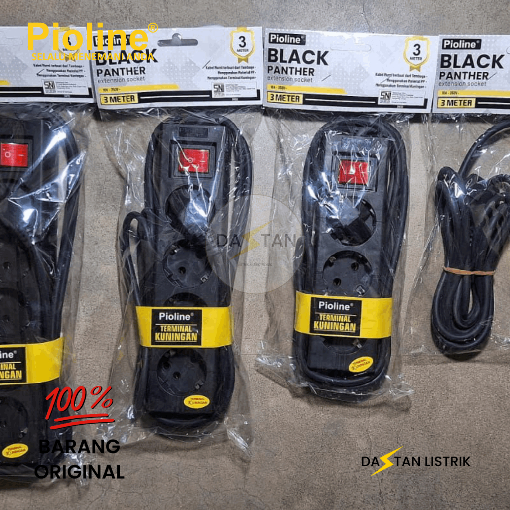 Stop Kontak 3 Lubang PIOLINE / Stop Kontak 3, 4, 5 Lubang 3 Meter, 4 Meter, 5 Meter ORIGINAL