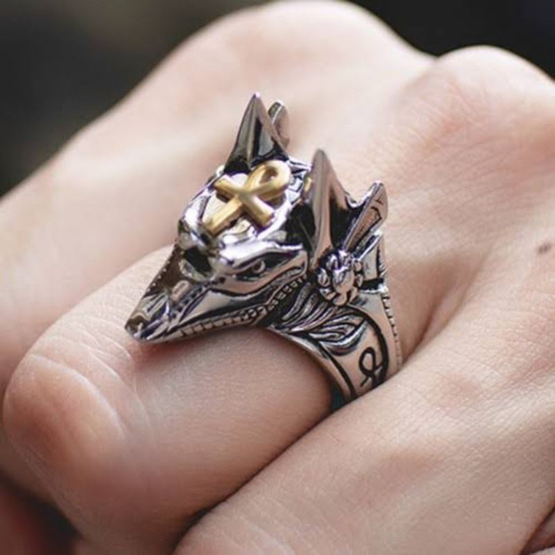 Cincin Vintage Anubis Kepala Serigala