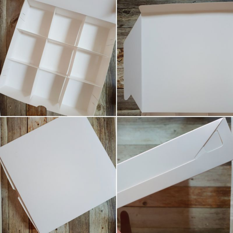 

10 Pcs Dus Box Eggtart Motif Polos Warna Putih Sekat 9 Size 7.3 cm