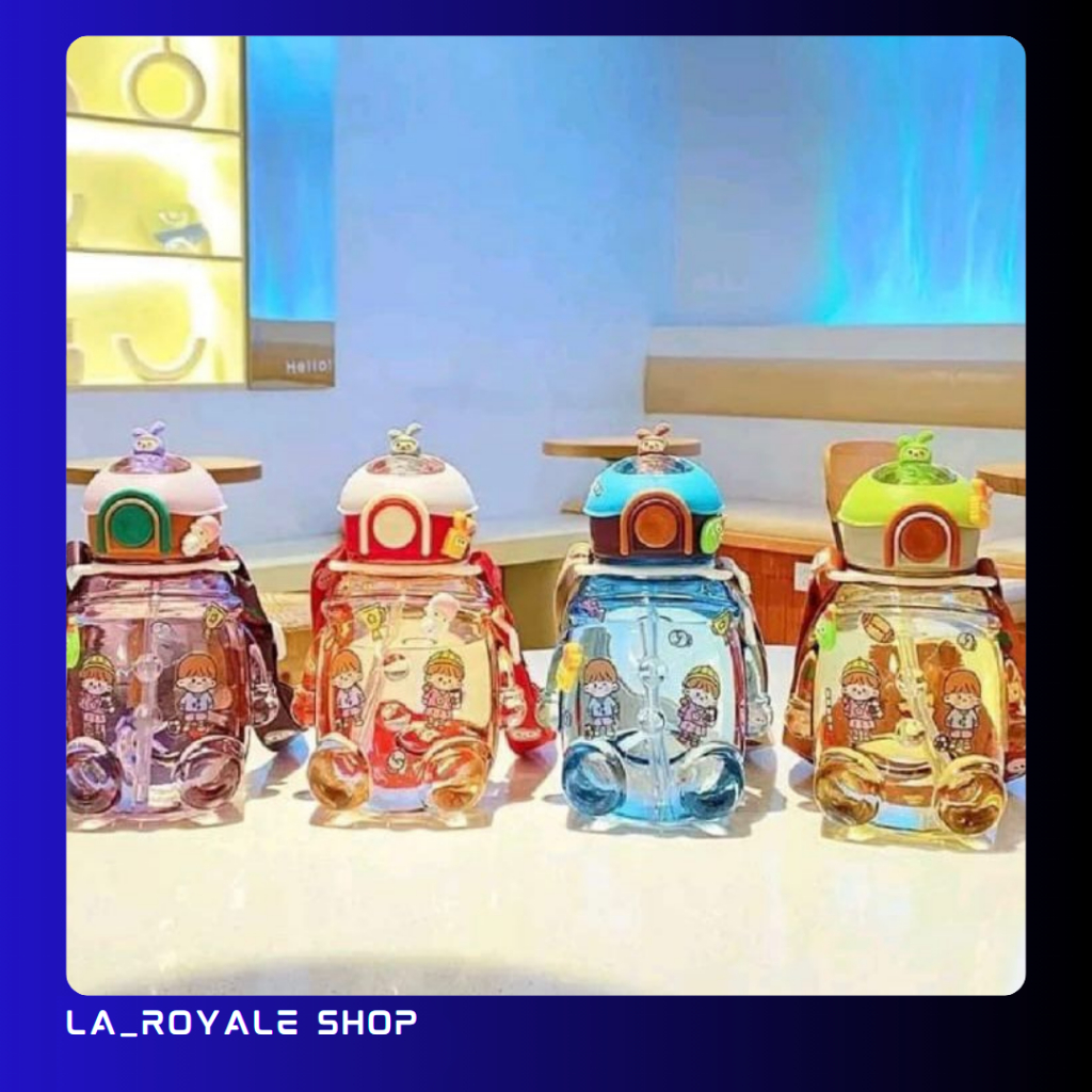 Botol Minum Anak Botol Minum Bening Karakter Bear Kapasitas 1000ML - 1977