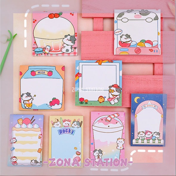 

[ZS] 1 Pcs / Memo Sticky Note Cow Lucu Motif Sapi