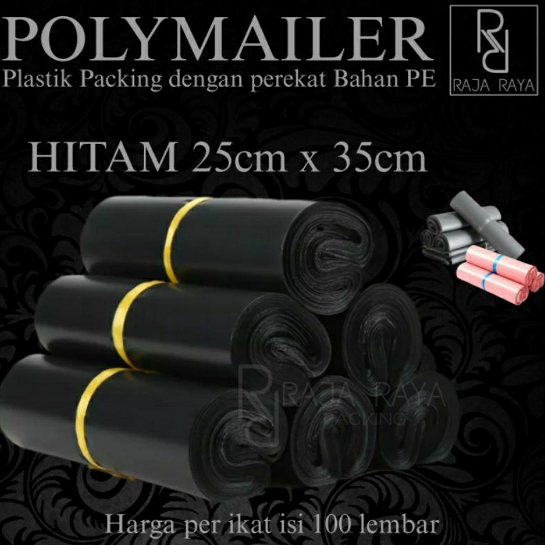 

Ready RR Polymailer hitam PE polymailer 25x35 plastik polymailer packing olshop plastik packing online shop 86