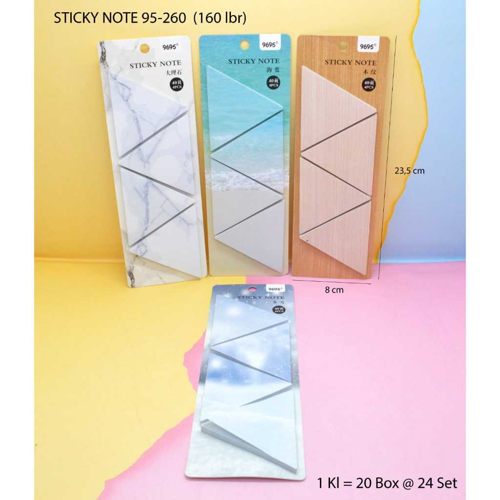 

sticky notes 9695 segitiga kode 95 260 isi 160 lembar marmer, laut , kayu memo tempel memo stick