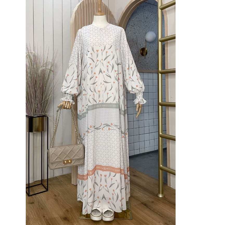 Dress gamis SHERLY Printingan By Zeeaudrey