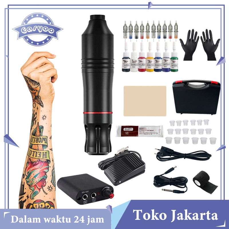 Full Set Tattoo Pen Machine Mesin Tattoo Rotary Pen Alat Tatto Tato Tubuh Elektrik Tattoo Machine