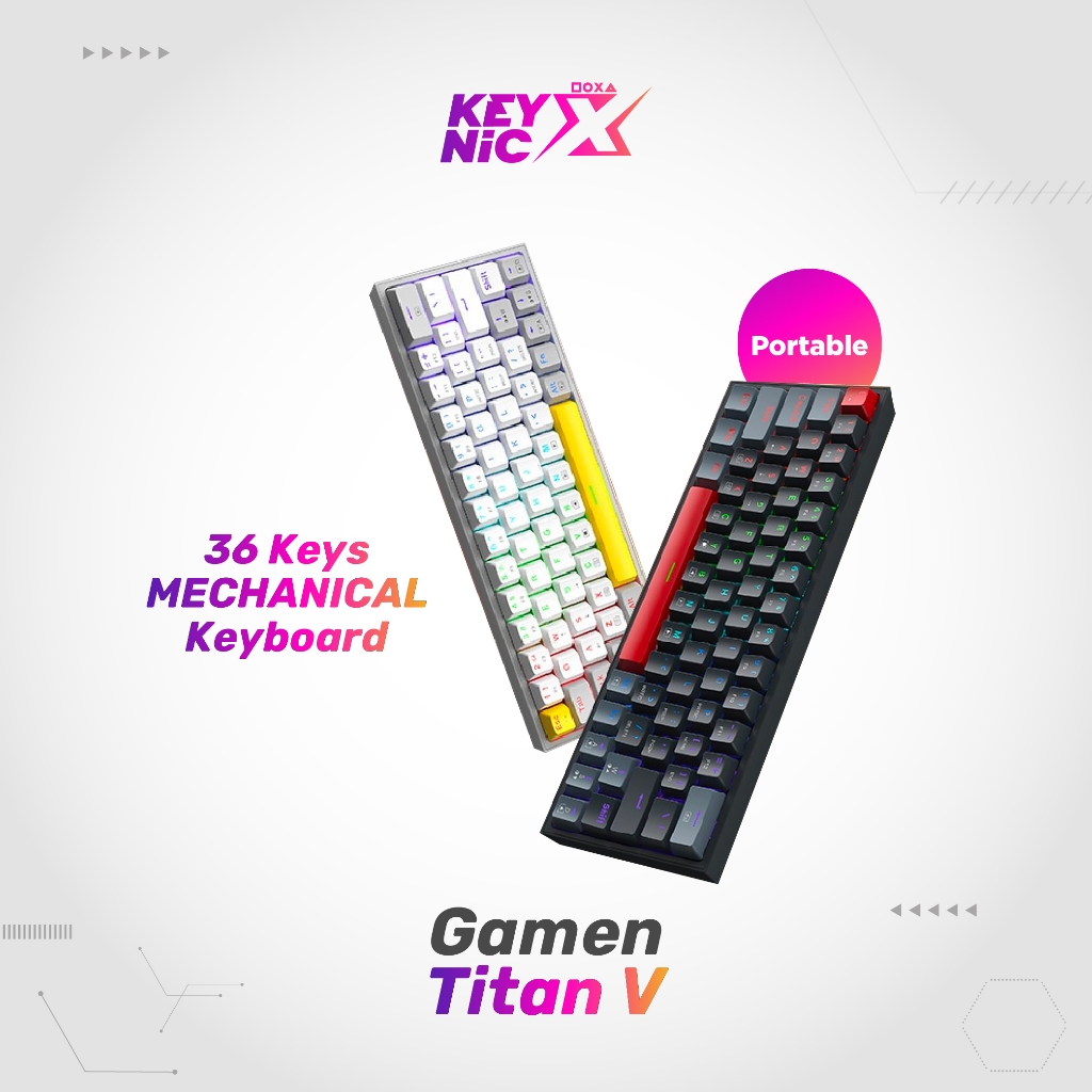 Gamen Titan V / 5 Wired Gaming Keyboard 60% Mechanical Garansi Resmi KEYNIC