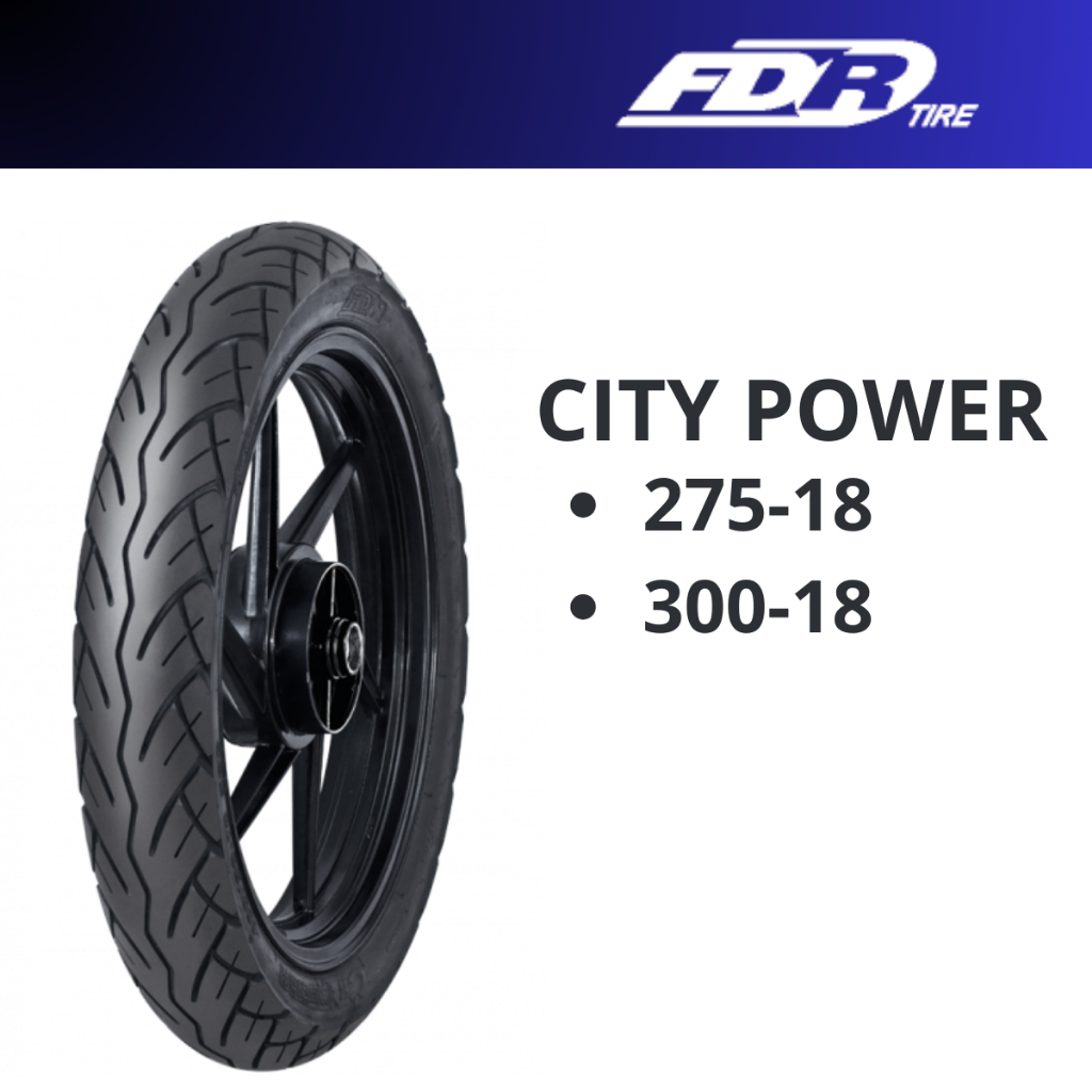 Ban Luar Motor FDR City Power Tubetype 275-18 | 300-18 Ring - 18 (HARGA SATUAN)