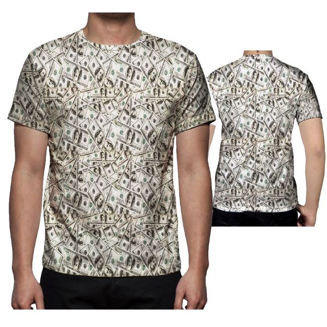 Kaos Baju 100 ribu dan 50 ribu rupiah 100 Dollar Mata Uang Fullprint Custom art 3