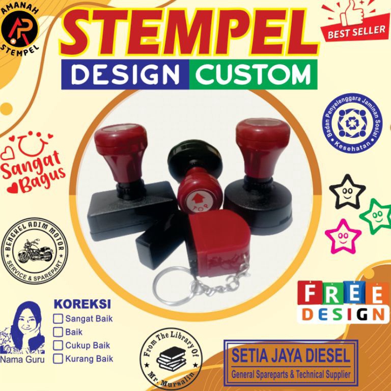 

ART B44W Stempel otomatis custom praktis langsung bisa di gunakan tanpa bak tinta lagi Stempel Custom Cap Stempel stampel stempel shopee