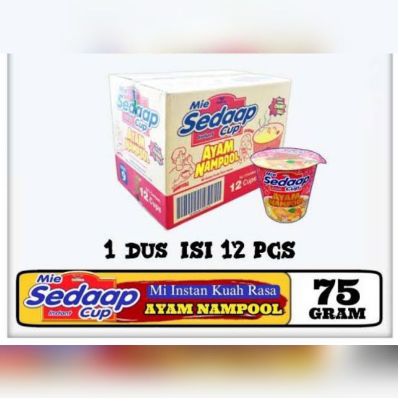 

NOODLES/MIE INSTANT SEDAP CUP KUAH RASA AYAM NAMPOOL KEMASAN DUS ISI 12 PCS