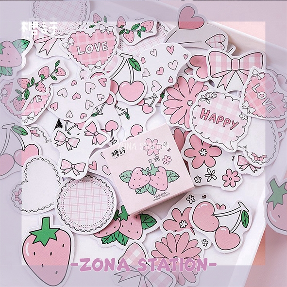 

[ZS] 45 PCS / Sticker Strawberry Pink Cute Decorating Journaling Scrapbook