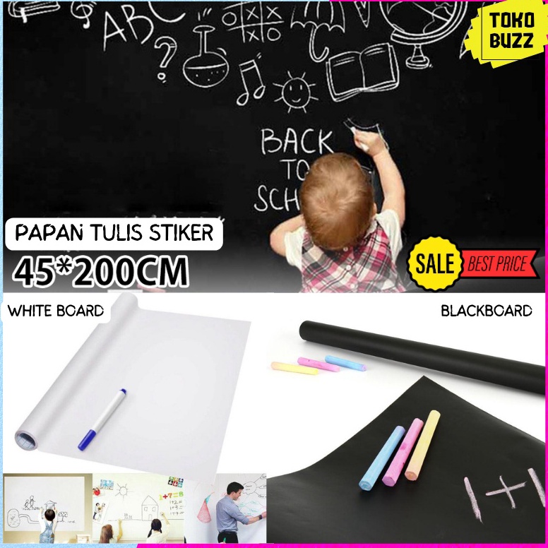 

ART T19C Papan Tulis Hitam Stiker Papan Tulis Putih Mainan Anak White Board Black Board Wallpaper Sticker Removeable TOY15