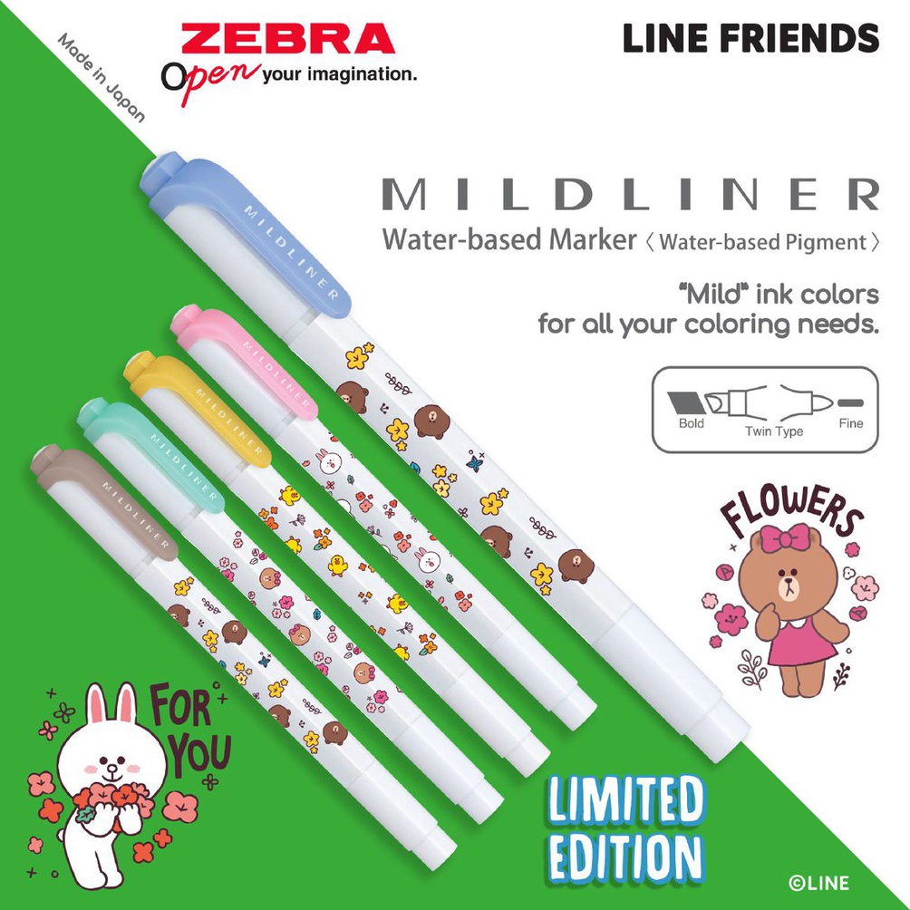 

ART A49L Mildliner Zebra Line Friends Limited Edition Bold Tip Fine Tip 4 mm 1 14 mm