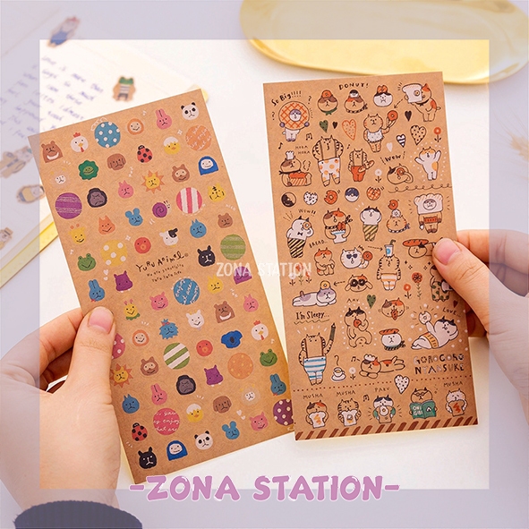 

[ZS] 1 Lembar / Sticker Kraft Kartun Retro Decorating Journaling Scrapbook
