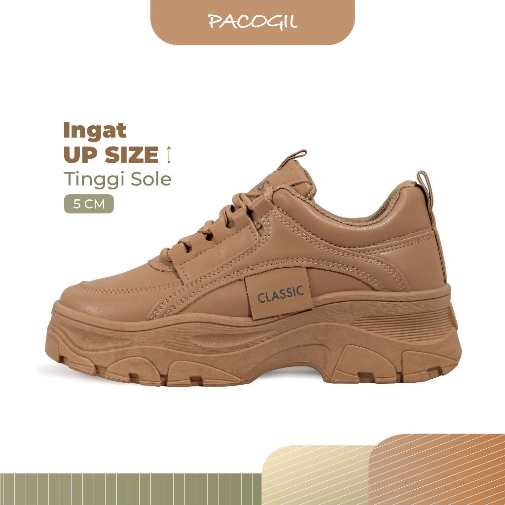 PACOGIL Vanesa Sneakers Wanita White / Brown / Cream Sepatu Sport 320