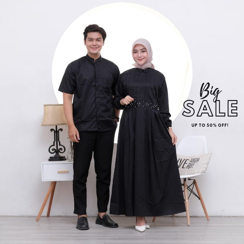 Baju Couple Sarimbit Kemeja dan Gamis Polos Bahan Katun Toyobo LD 110-125cm