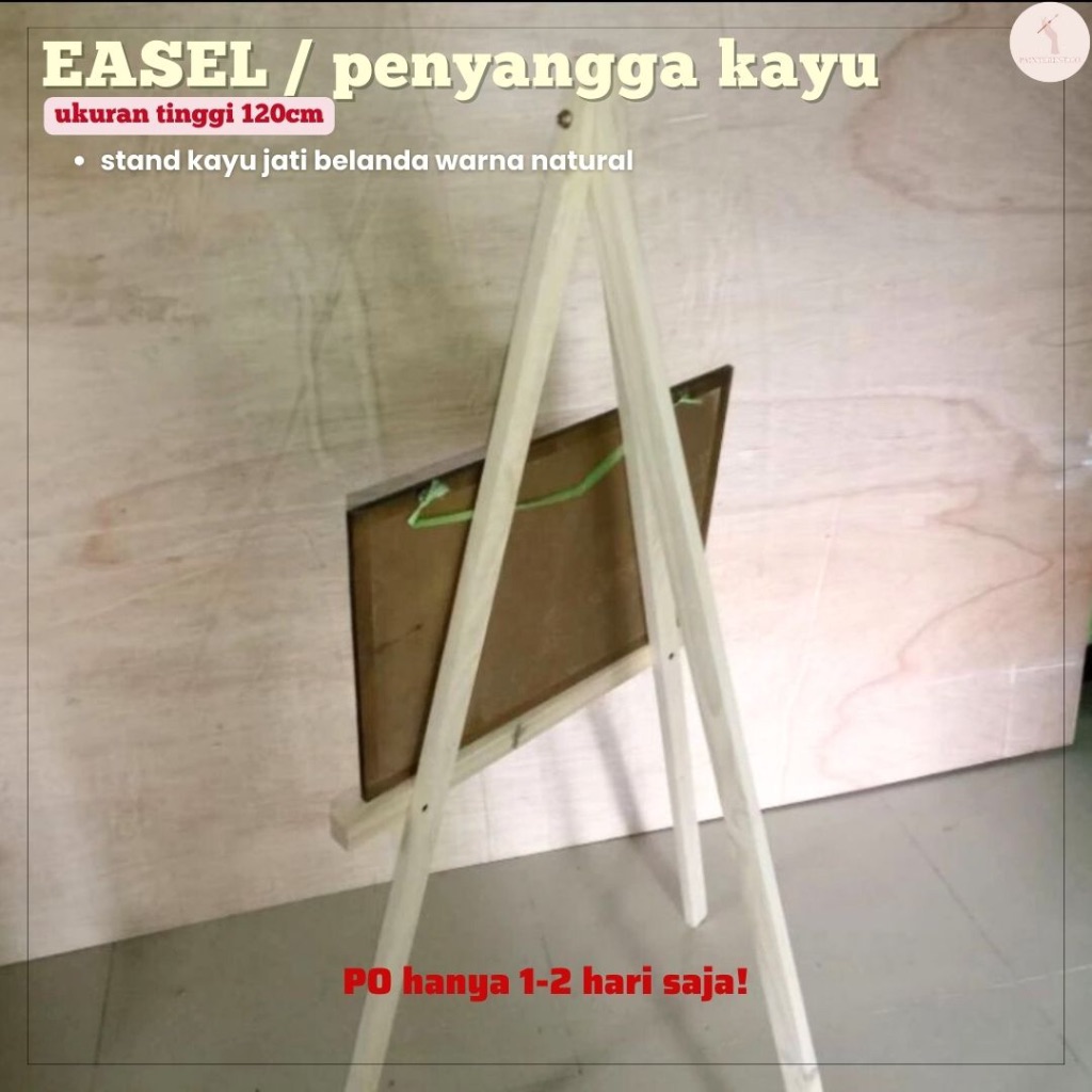 

Stand / Easel Penyangga Kayu 120cm warna Natural (Stand flowerbox / Lukisan / Pigura)