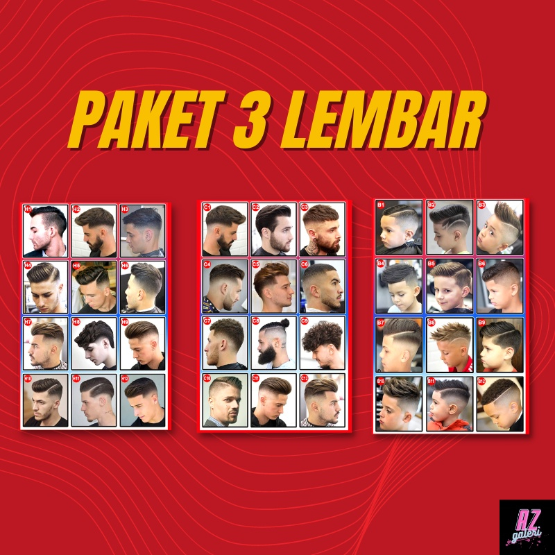 (ISI 3 PCS) Poster Pangkas Rambut Poster Pangkas Rambut Pria Poster Barbershop Poster Pangkas Rambut