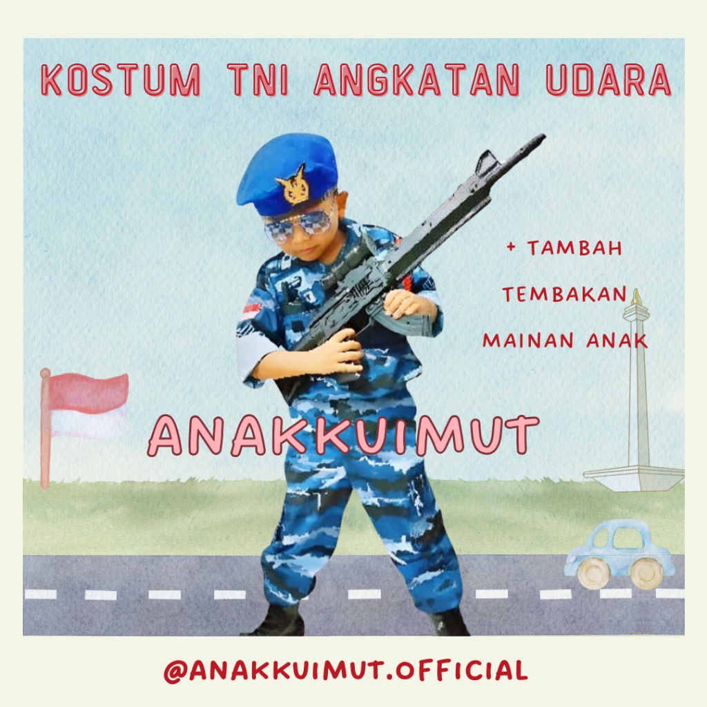 [ANAKKUIMUT] SERAGAM TNI ANGKATAN UDARA ANAK - BAJU PDL TNI AU ANAK + LENGKAP AKSESORIS DAN MAINAN