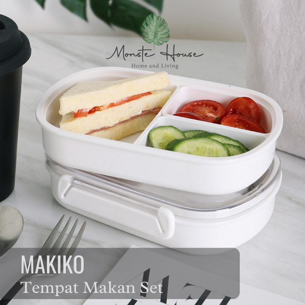 |MONSTE| MAKIKO Wadah Set Makanan Premium Lunch Box Nasi Transparan Kotak Set Makanan Minimalis Kota