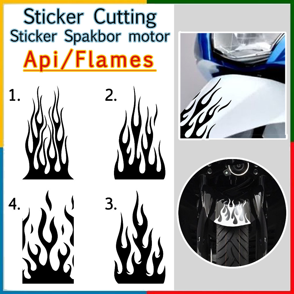 Stiker Spakbor depan/Stiker cutting Api 1 warna