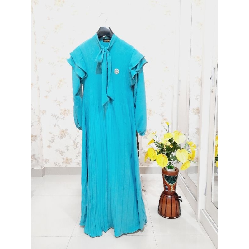 Gamis Crinkle Airflow Premium Gamis Crinkle Kombinasi Rumbe Gamis mewah LD 110 cm -120cm Panjang 140
