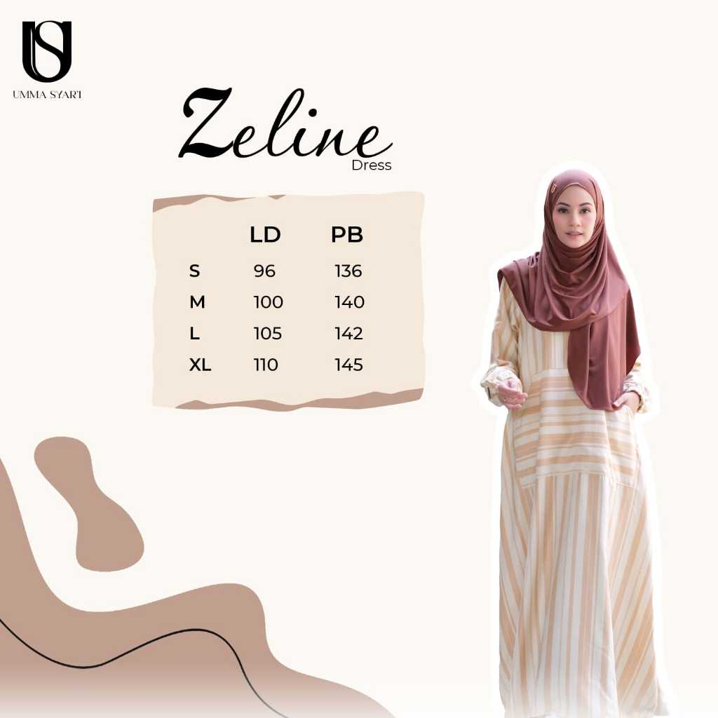 UMMA SYAR'I - Zeline Dress Casual Stripe Bahan Baby Corduroy With Plat Umma Prime