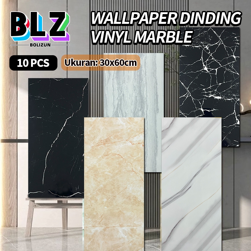 BOLIZUN  (10PCS)  Wallpaper dinding VINYL Marble 30 x 60 cm  Lantai Vinyl Marbel Granit Stiker Keramik Stiker Lemari Cabinet Marbel