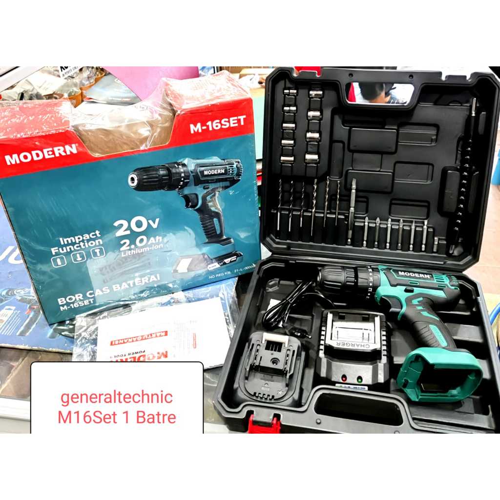 Cordless Impact Drill Modern M16Set 10MM 20V 1 Batre Bor Batre M16Set Modern M-16 Set 20Volt