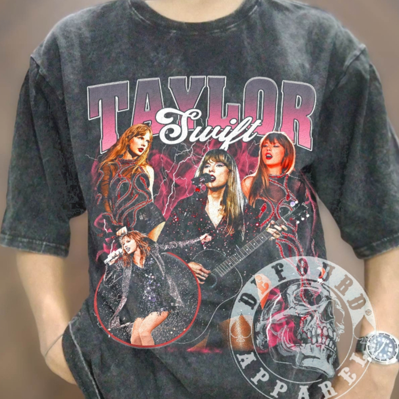TAYLOR SWIFT BOOTLEG VINTAGE TEE | TAYLOR SWIFT OVERSIZED WASH RAP TEE | KAOS BUILTUP OVERSIZED RETR