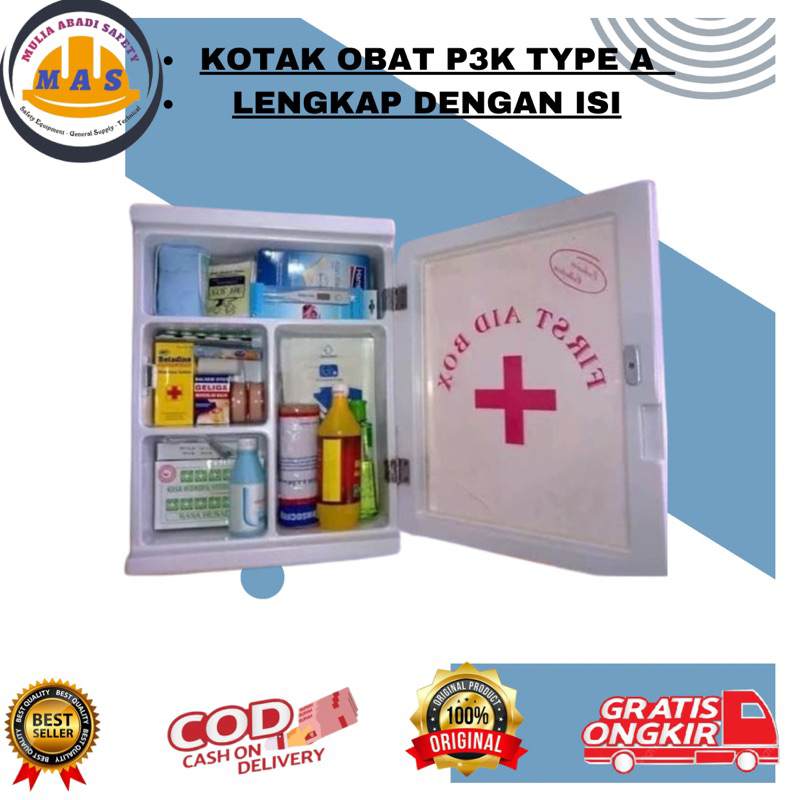 KOTAK OBAT P3K TYPE A LENGKAP DENGAN ISI / Kotak P3k Dinding / Kotak Obat Lengkap Dengan Isi
