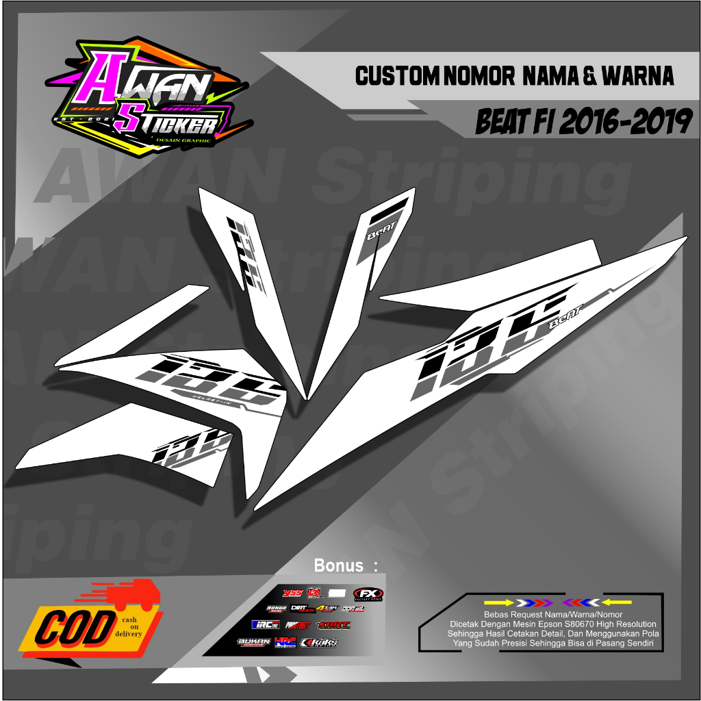 Stiker Skotlet Motor Striping Motor beat Fi 2016-2019 Desain Viral