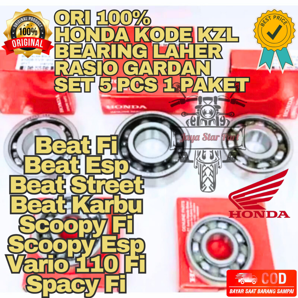 ORIGINAL HONDA KODE KZL BEARING LAHER RASIO GARDAN SET 5PCS 1 PAKET TINGGAL PASANG KZL K25 K44 BEAT 
